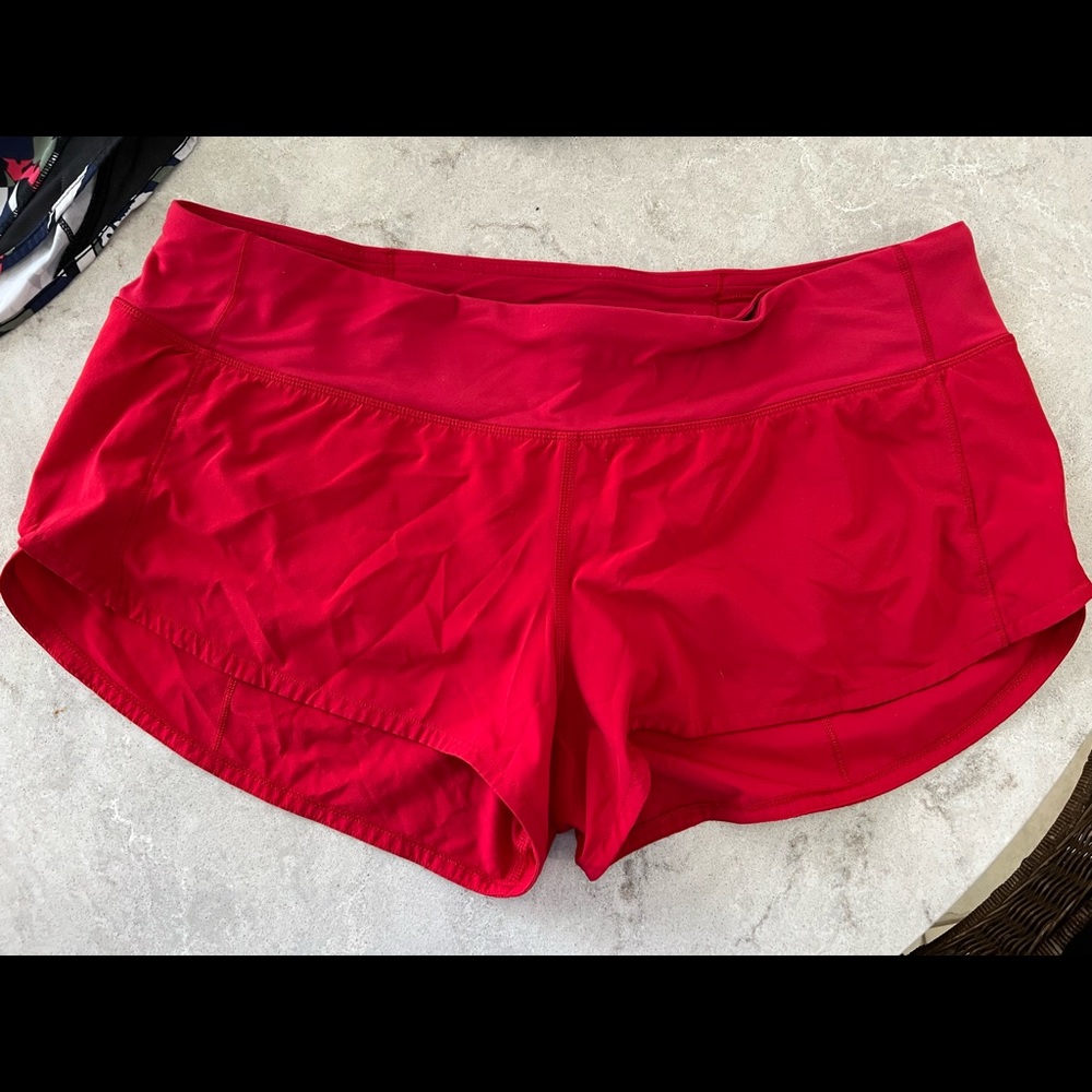 Red lulu lemon shorts size 10